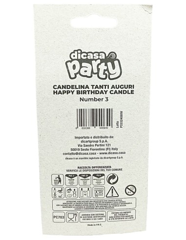 Dicasa Candelina Buon Compleanno - Numero 3